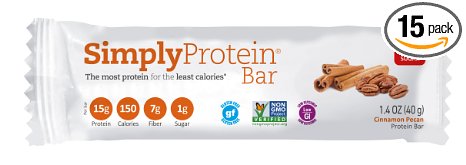 Simply Protein Bar, Cinnamon Pecan, GF and Vegan, 1.4 Ounce (Pack of 15)