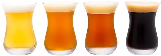 Restaurantware 5 Ounce Beer Tasting Glasses, Set Of 6 Wide Rim Beer Flight Glasses - Fine-Blown, Tempered Rim Heavy Base, Dishwasher-Safe, Clear Glass Mini Beer Glasses, For Beers, Ales, or Samples