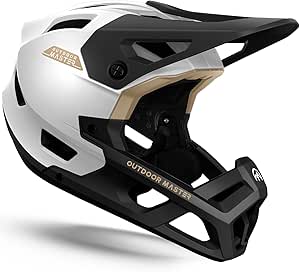 OutdoorMaster Full Face Mountain Bike Helmet for Men & Women-Two Removable Chin Pad Mountain Bike Helmet Grizzly, Ventilation Lightweight Racing Downhill DH BMX MTB Helmet