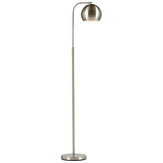 Rivet Adjustable Arm Mid-Century Floor Lamp, 59"H, With Bulb, Brushed Nickel