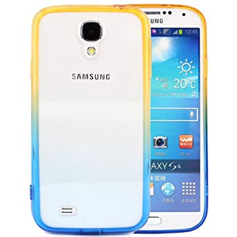S4 Case, Samsung S4 Case,Galaxy S4 Case ,BAISRKE Yellow and Blue Gradient TPU Soft Edge Bumper Case Rubber Silicone Skin Cover for Samsung Galaxy S4 I9500 I9505