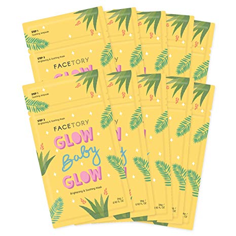 FaceTory Glow Baby Glow Niacinamide and Cica Brightening Sheet Mask (Pack of 10)