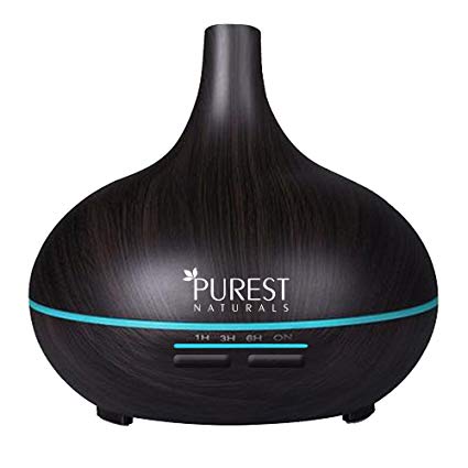 Purest Naturals 300ml Essential Oil Oils Diffuser Ultrasonic Cool Mist Aroma Humidifier - Whisper Quiet Large Aromatherapy Air Purifier for Home Office Bedroom Living Room Yoga (Black)