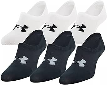 Under Armour Women's 6 Pack Essential Ultra Low Socks, Medium, Black/White