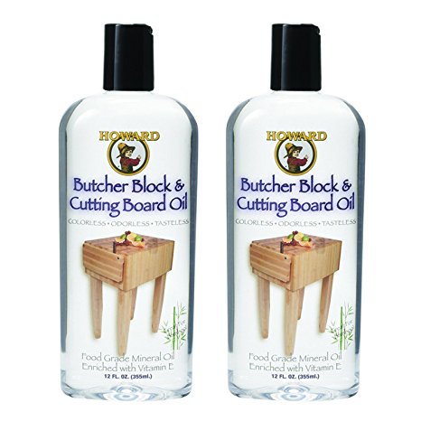 Howard Products BBB012 Butcher Block and Cutting Board Oil, 12-Ounce (2-Pack)