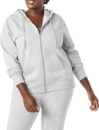 Amazon Essentials Women's French Terry Fleece Full-Zip Hoodie (Available in Plus Size)