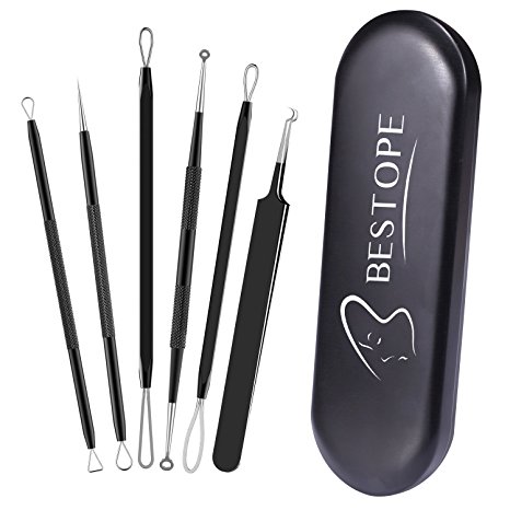 BESTOPE Blackhead Remover Pimple Comedone Extractor Tool Best Acne Removal Kit - Treatment for Blemish, Whitehead Popping, Zit Removing for Risk Free Nose Face Skin with Metal Case