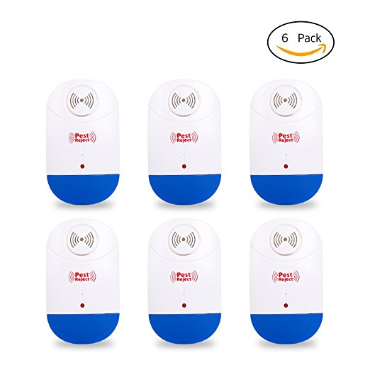 6-Pack Pest Offense Ultrasonic Pest Repellers with Nightlight Control-Electronic Plug In-Repelling for Rodents, Cockroaches, Spiders, Insects, Roaches, Flies, Ants, Mice, Rats