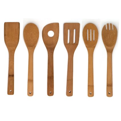 Wooden Spoon Set of 6 Bamboo Kitchen Tools, Best Christmas Gift