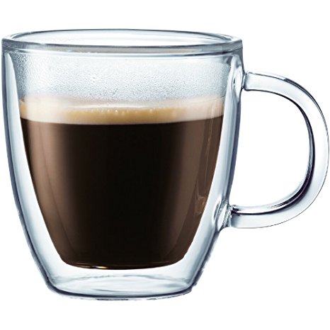 Bodum Bistro Double-Walled Transparent 10 Ounce Coffee Mug, Set of 6