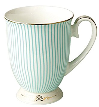 Jusalpha® Royal Fine Bone China Light Blue Stripe Coffee Mug/ Tea Cup/ Gift Box (Mug02)