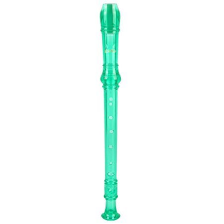 Soprano Descant Recorder 8 Hole-3 Piece Kids Crystal Music Flute w/ Cleaning Rod Bag Instruction Green