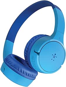 Belkin auriculares inalámbricos para niños SoundForm Mini con micrófono, cascos supraaurales para la enseñanza en línea, la escuela y viajar, compatibles con iPhone, iPad, Galaxy y otros, azules