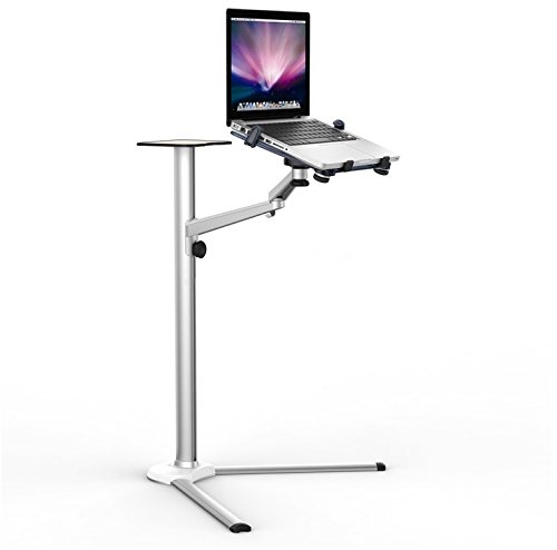 Universal Aluminium Laptop Tablet Multi Function Floor Stand Tilt Swivel Single Arm Support Holder