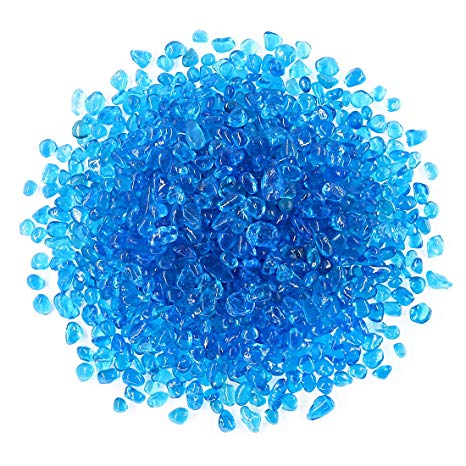 Hilitchi Glass Stones Non-Toxic Beautiful Smooth Vibrant Colors Vase Filler, Table Scatter, Aquarium Fillers, Gems Displaying, Gem Glass Confetti [Light Blue Aprox. 1.1lb(500g)/Bag]