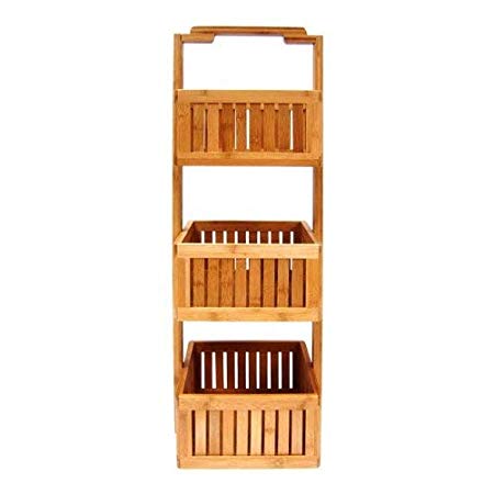 Organize It All 3 Basket Bamboo Bathroom Storage Caddy
