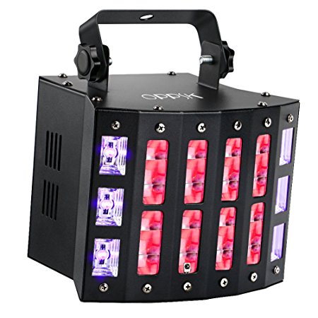 OPPSK 48W DJ Light with 3in1 Multifunction 9 Colors LED Beam 6LEDs Black Light Bulbs and Strobe Effects for Birthday Wedding Party Stage Lighting