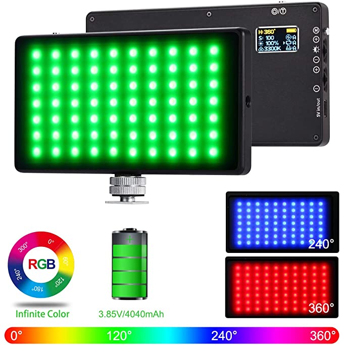 LituFoto RGB Pocket Light R18 Camera Light Mini LED Video Light Panel Fill Light Full Color Output Video Soft Light with Screen for YouTube, Vlog, DSLR, Studio, Outdoor, Smartphone Shooting