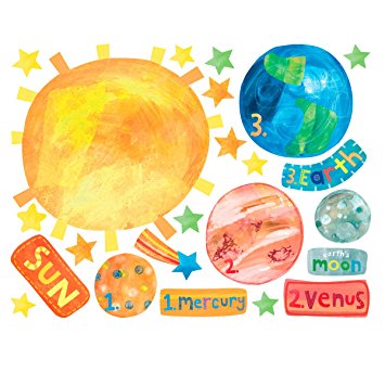 Wallies Wall Decals, Solar System Wall Stickers, Includes 2 Sheets