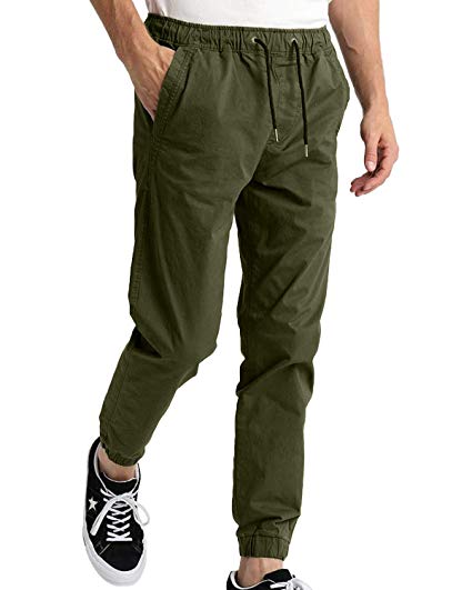 MODCHOK Men's Twill Joggers Casual Cargo Pants Tapered Chino Military Pants Slim Fit Work Trousers