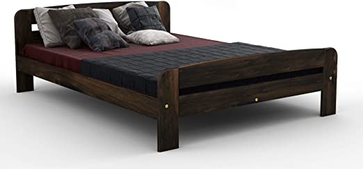 Nodax* Wooden Pine Bed Frame F2 (walnut, UK Double Size 135x190cm)