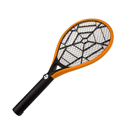 HOMEE Bug Zapper-Electric Fly Swatter, Rechargeable Mosquito, Fly Killer, Racket 2300 Volts Super Bright LED Light to Zap in the Dark, Built- in US Plug & 3-Layer Mesh Safe to Touch-Yellow