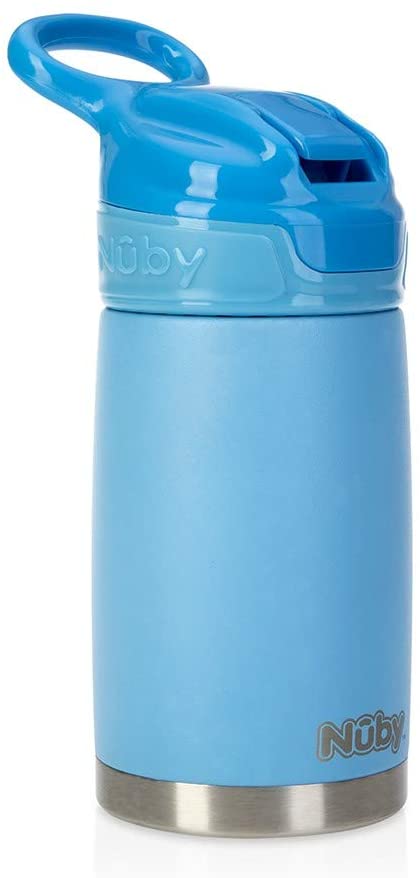 Nuby Sippy Cup, Stainless Steel Kids Water Bottle, Matte Blue