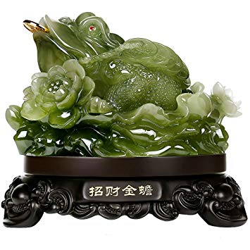 Wenmily Feng Shui Money Frog (Three Legged Wealth Frog or Money Toad) Statue,Feng Shui Decor,6.9"(W) x 6.5"(H)