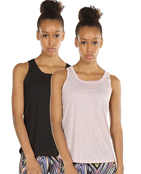 icyzone Yoga Tops Activewear Workout Clothes Open Back Fitness Racerback Tank Tops for Women