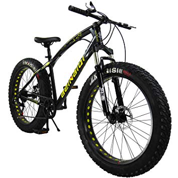 SAIGULA Fat Tire Bicycle Fat Mountain Bike 26 Inch 4.0" Tire BTM 7 Speed for Adult (FB1 Black)