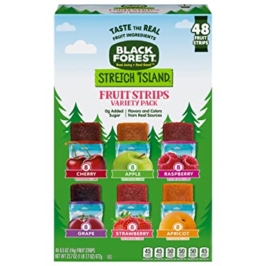 Black Forest Stretch Island Fruit Strips Variety Pack - Cherry, Apple, Strawberry, Apricot, Grape, Raspberry (Pack of 48)