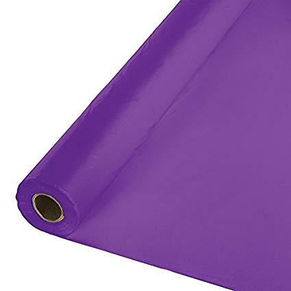 Creative Converting 318934 Festive Amethyst Plastic Table Cover Banquet Roll Tablecover, 40" X 100