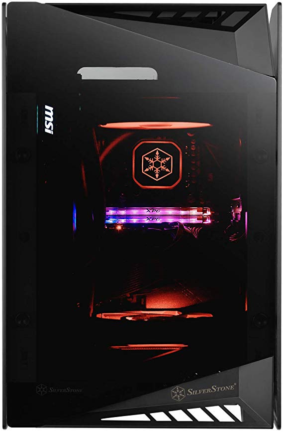 SilverStone SST-LD03B Lucid Mini Tower Mini-ITX Computer Case, Silent High Airflow Performance, 3x Tinted Tempered Glass