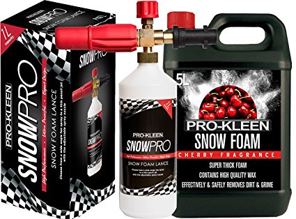 Pro-Kleen Snow Foam Lance / Gun Kit with 5L Cherry Snow Foam For Use With Karcher K Series Pressure Washers (K2 / K3 / K4 / K5 / K6 / K7) 1L Capacity High Quality Manufacturing with Italian Components Fully Adjustable Chemical Dial & Variable Spray Nozzle Easy To Use Instruction Manual Provided Powerful, Heavy Duty, Foamer / Sprayer for Car Washing / Cleaning (5 Litre Pack)