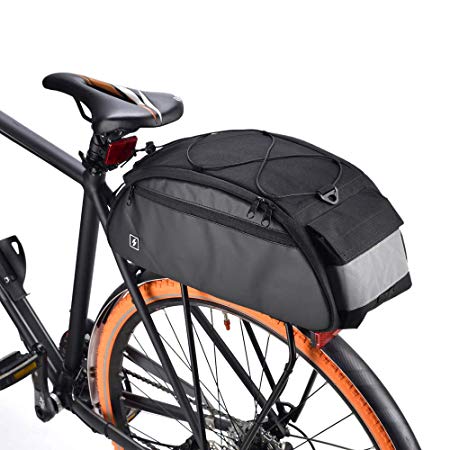 lixada 10L Bike Rack Bag Waterproof Cycling Bike Rear Seat Cargo Bag Bike Trunk Pack Shoulder Carry Bag with Taillight