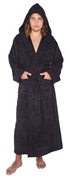 Hooded Bathrobe Full Length for Women's Men's 100% Cotton Terry Towelling Dressing Gown Ankle Length for Spa Gym Hotel Fluffy Comfort Wrap Highly Absorbent House Coat