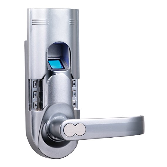 Digi Biometric Fingerprint Door Lock 6600-86 Left Right Handle - Electronic Door Lock ideal for Entry Door - Unlock with Fingerprint, Passcode, Key - Silver Gold Color