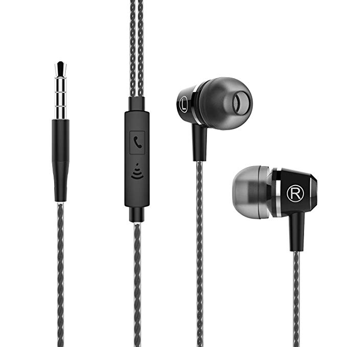 Vomercy HiFi in Ear Headphones with Microphone Noise Isolating Earphones Earbuds for iPhone iPad iPod Android Smartphones Tablets Laptop Mac Computer MP3/4 (Black)