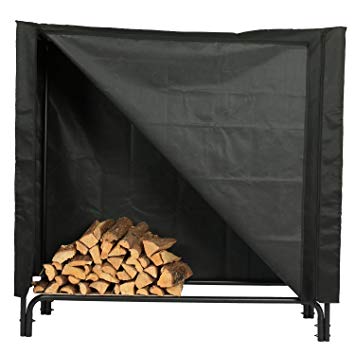 soldbbq 4-Foot Heavy-Duty Polyester Decorative Firewood Log Rack Cover, Black