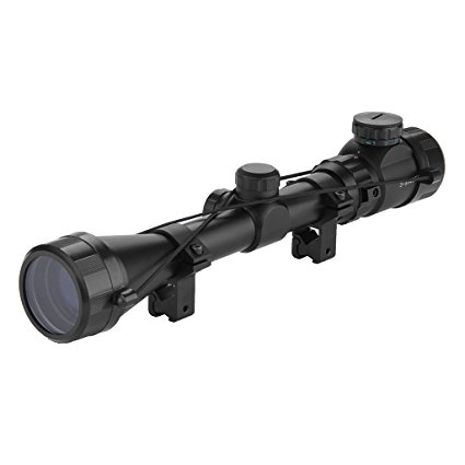 Excelvan 3-9x40mm Red and Green Illuminated Hunting Scope Sights, 12.5 Inch Anti Vibration, Fog-proof and Shock Resistant Air Rifle Scope with Mount Christmas Gift Toys For Kids (Black)