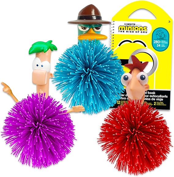 Disney Phineas and Ferb Koosh Ball Set - 3 Pc Bundle with Phineas Ferb Agent P Koosh Toy Balls with Stickers | Phineas and Ferb Party Favors for Kids Toddlers