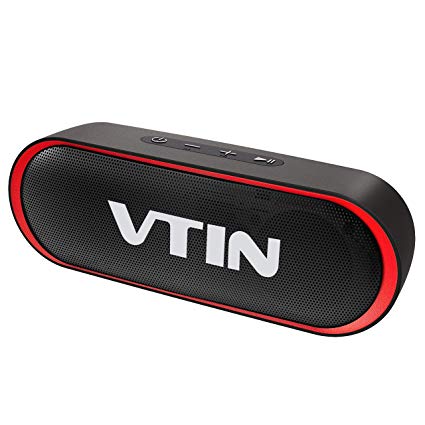 VTIN R4 Bluetooth Speaker V5.0, Portable Bluetooth Speaker with 24H Playtime, Loud Stereo Sound, 10W Powerful Waterproof Speaker, Built-in Mic, Support TF Card, Compatible for iOS, Android, PC