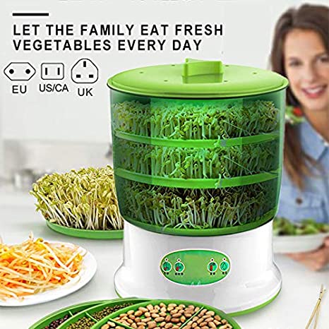 Tenflyer Bean Sprouts Machine, Automatic Sprouter Machine Seed Bean Sprouts Growing Machine Large-Capacity Sprouting Seedling Machines Food Grad PP Material Power-Off Memory Function Sprouter