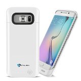 Galaxy S6 Edge Battery Case  Stalion Stamina Rechargeable Extended Charging Case Ceramic White24-Month Warranty 3500mAh Protective Charger Case for Samsung Galaxy S6 Edge with Elite Design  LED Charge Indicator Light