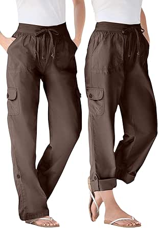 Woman Within Plus Size Convertible 2-in-1 Cargo Pant & Capri Elastic Waist