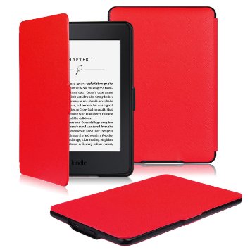 OMOTON® Smart Case Cover -- The Thinnest and Lightest PU Leather Smart Cover for your All-New PPW E-book Device (Fits Versions: 2012, 2013, 2014 and 2015 All-new 300 PPI Versions), Red