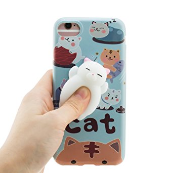 Squishy Phone Case(iPhone 7 Plus), SZCTKlink 3D Squishy Cat Bear Toy Kneading Eraser Phone Case for iPhone 7 Plus