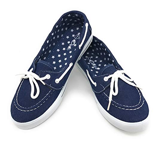 Blue Berry EASY21 Canvas Lace Up Flat Slip On Boat Comfy Round Toe Sneaker Tennis Shoe