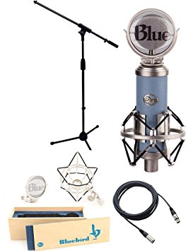 Blue Bluebird Microphone Bundle with Mic Boom Stand, XLR Cable and Pop Filter Popper Stopper