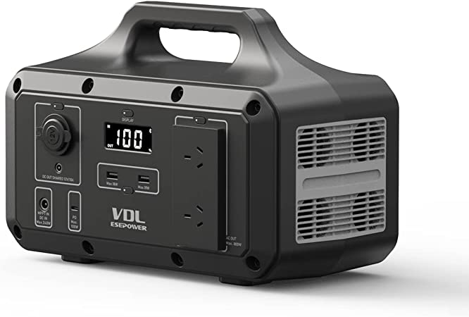 VDL Portable Power Station 800W, Solar Generator 510Wh Backup Lithium Battery Pure Sine Wave AC Outlet, Power Supply for Outdoors Camping Outages